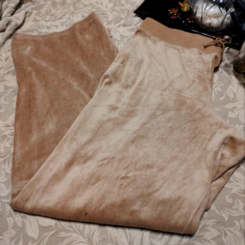 🔸🤎🔸Amazing VS Lush & Plush Vtg Gold Velvet Velour Bootcut Lounge Pants - L